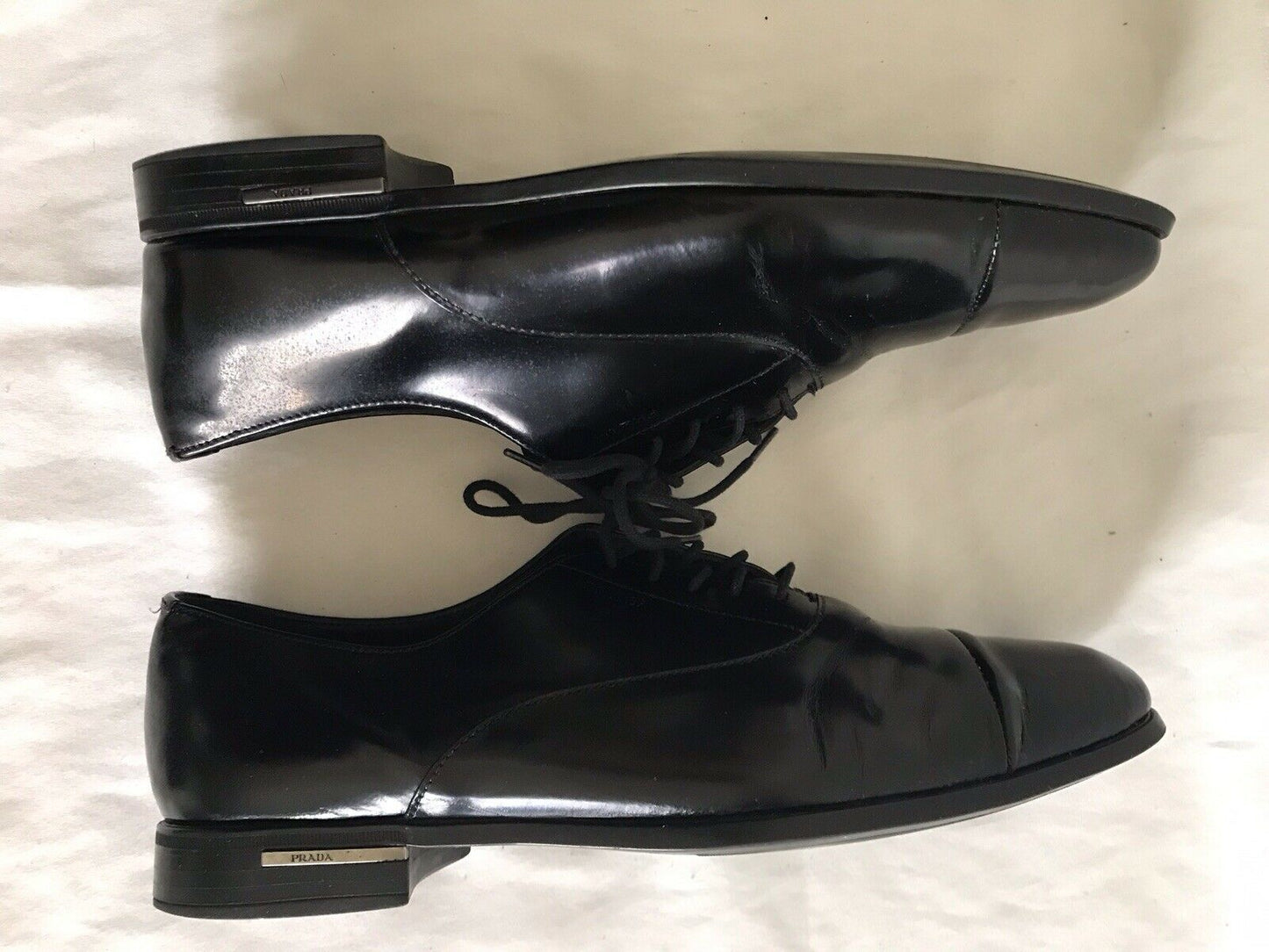 Prada Black Leather Lace-Up Oxfords