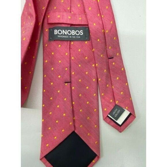 New BONOBOS Pink Yellow Polka Dot Premium Neck Tie