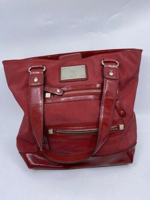 Tignanello Shoulder Bag Red Nylon Fabric Tote
