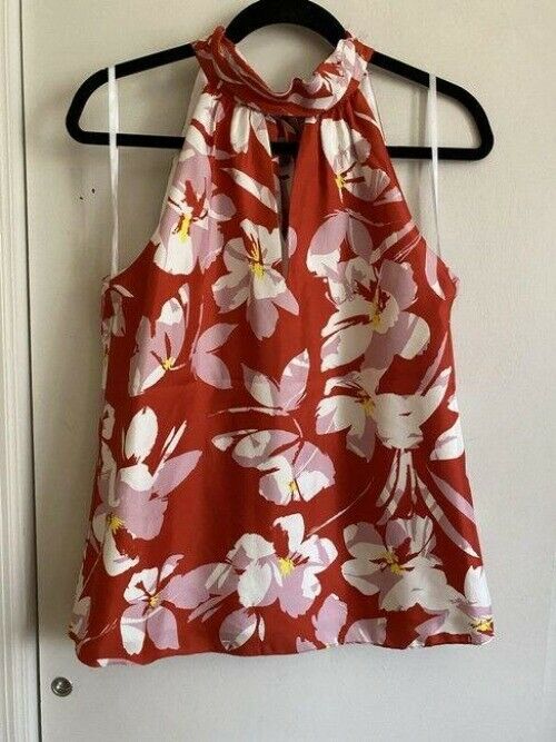 Milly red white new floral print spaghetti strap small tank topcami