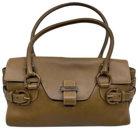salvatore ferragamo vintage tan leather shoulder bag