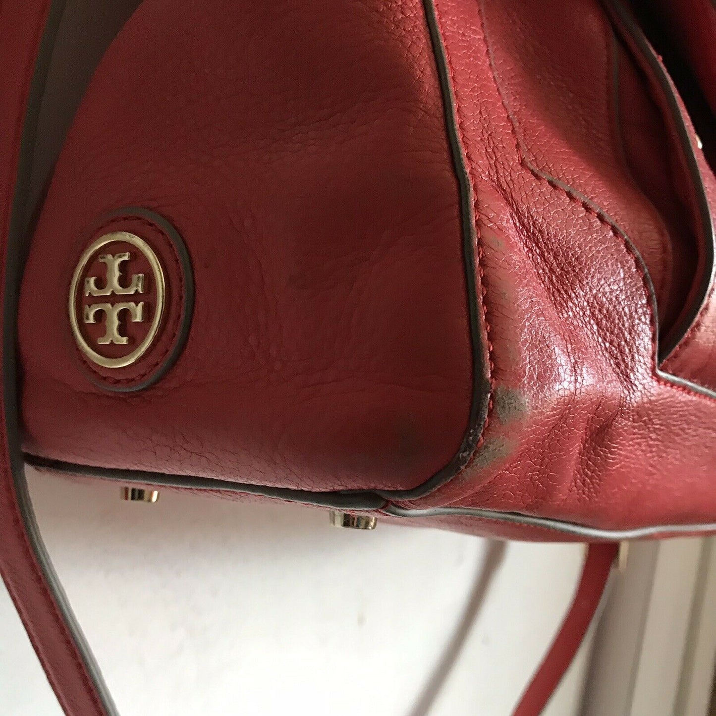 TORY BURCH Orange Leather Handbag W/ Crossbody Strap Msrp $490