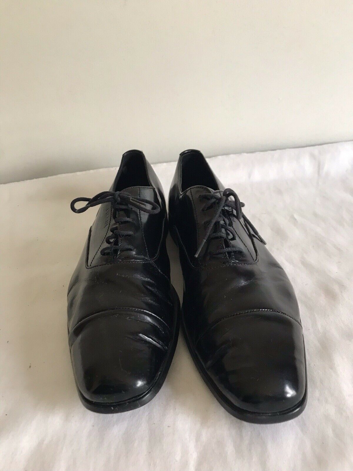 Prada Black Leather Lace-Up Oxfords
