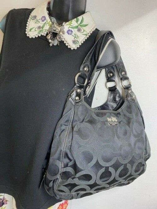 coach bag eddie black jacquard fabric tote