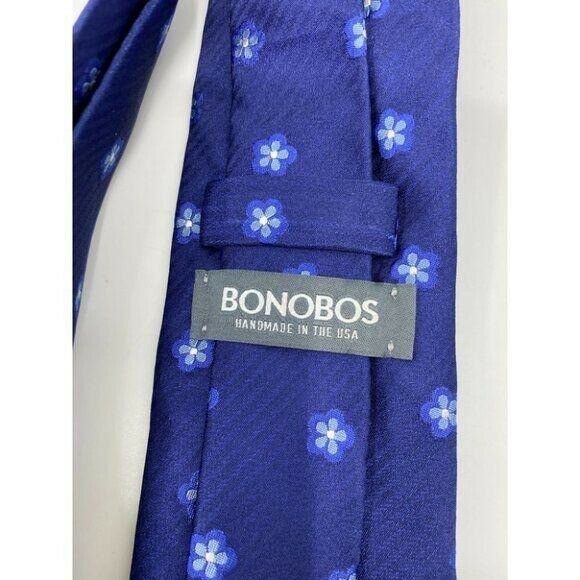 New! BONOBOS Navy Flower Premium Neck Tie Handmade