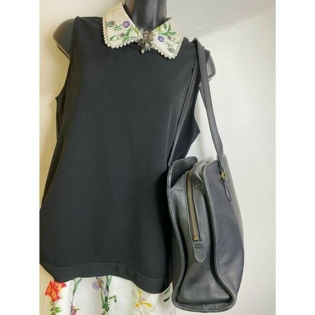 coach vintage black leather shoulder bag
