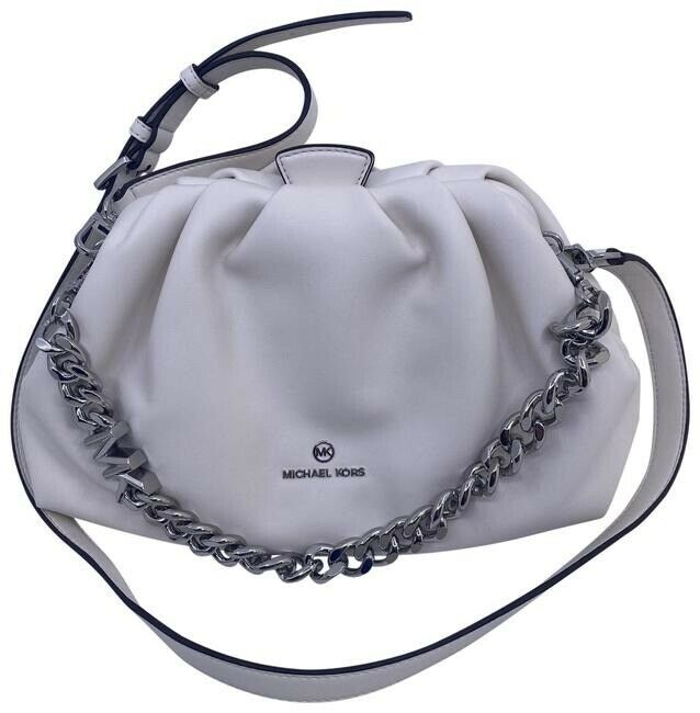 Michael Kors Clutch Nola Small Cnv Optic White Costa Lamb Cross Body Bag