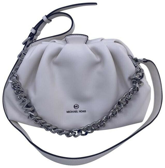 Michael Kors Clutch Nola Small Cnv Optic White Costa Lamb Cross Body Bag
