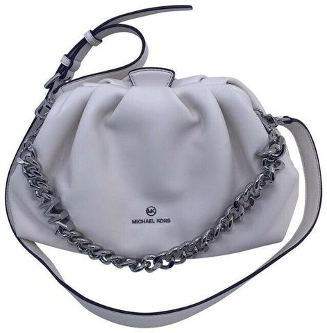 Michael Kors Clutch Nola Small Cnv Optic White Costa Lamb Cross Body Bag