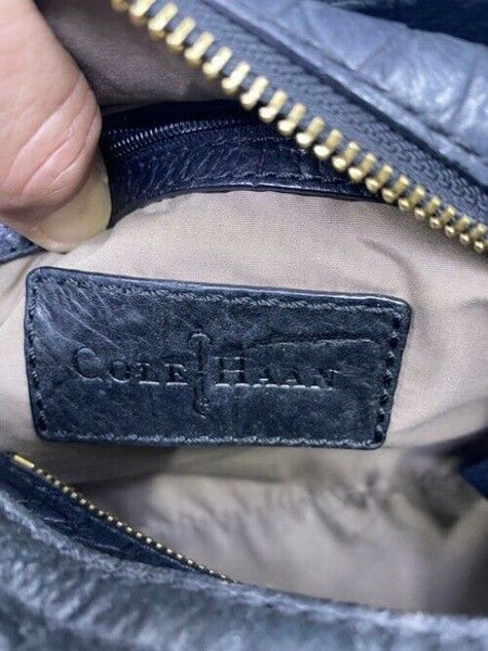 Cole Haan Croc Embossed Black Leather Shoulder Bag
