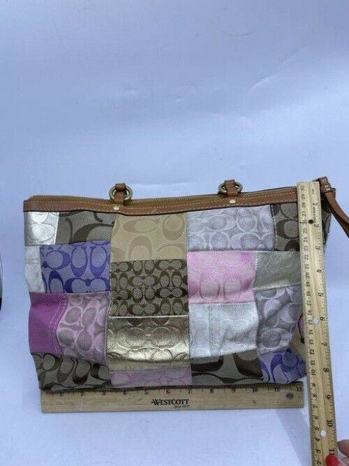 coach bag medium large patch work multicolor tote