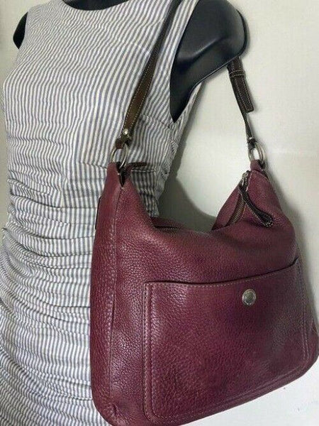 coach medium bag handbag maroon leather shoulder bag
