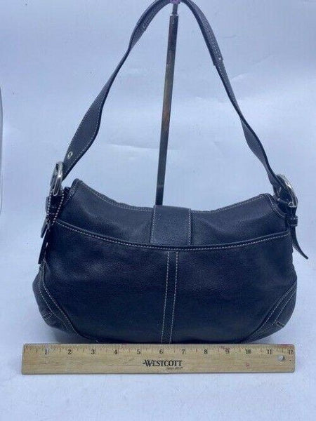 coach medium bag handbag black leather shoulder bag