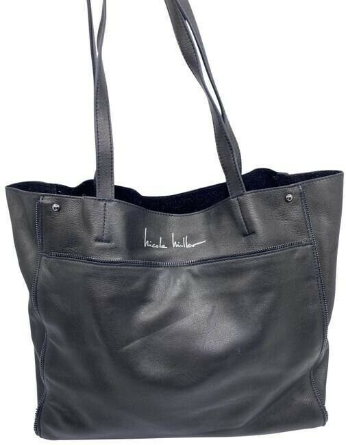 Nicole Miller Shopping Nwot Msrp Black Leather Tote