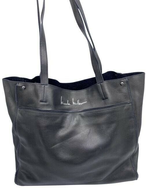 Nicole Miller Shopping Nwot Msrp Black Leather Tote