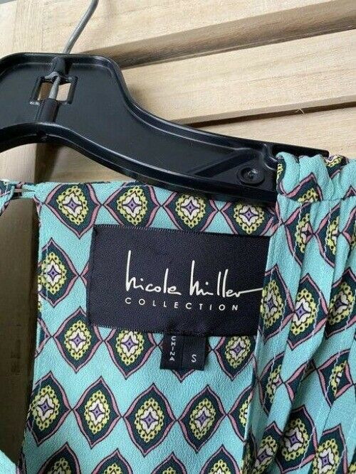Nicole Miller Aqua Blue Purple Small Msrp Blouse