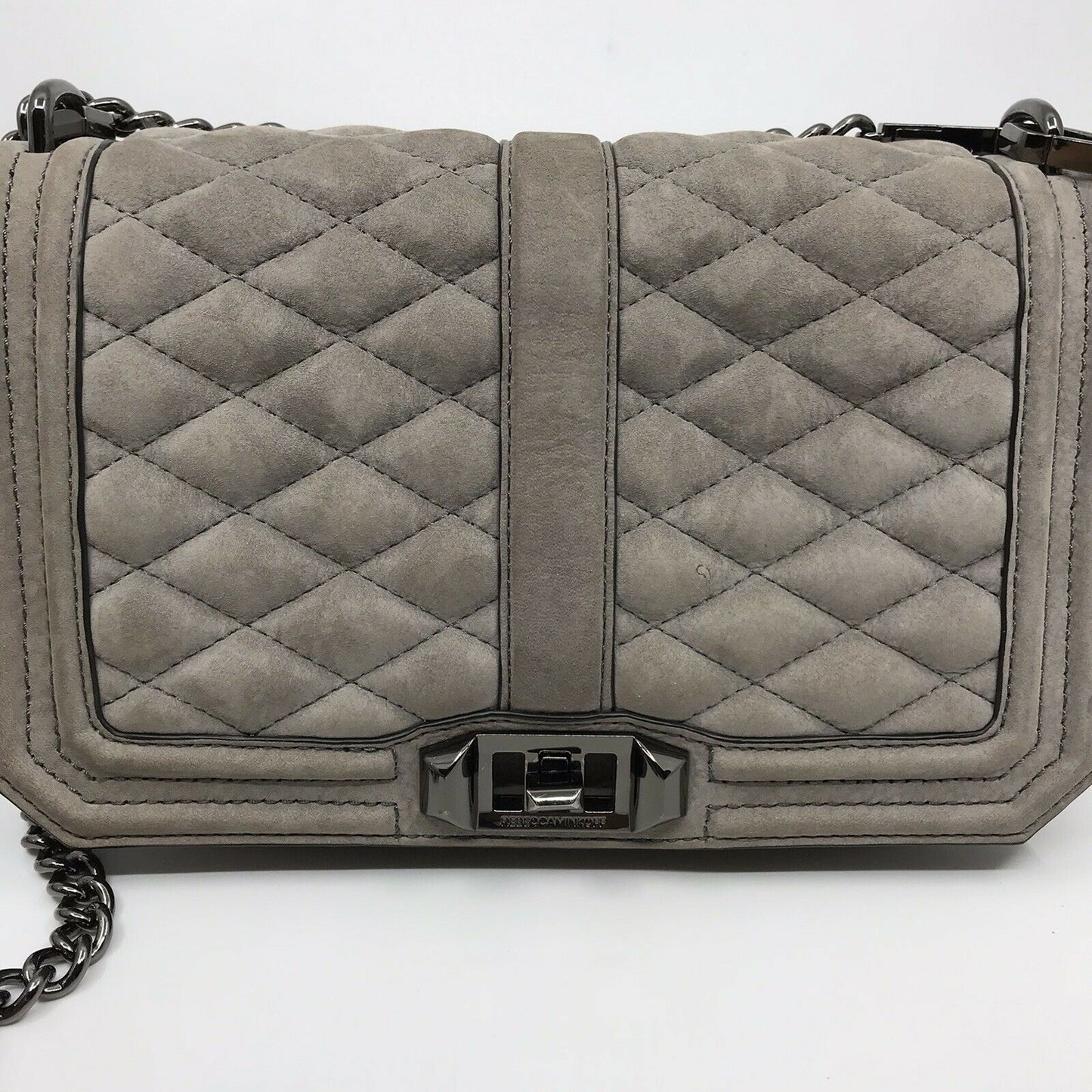 REBECCA MINKOFF Grey Suede Crossbody Chevron bag