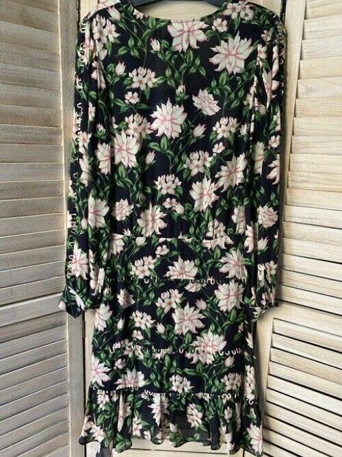 Nicole Miller Black Green Pink New Floral Msrp Short Casual Dress