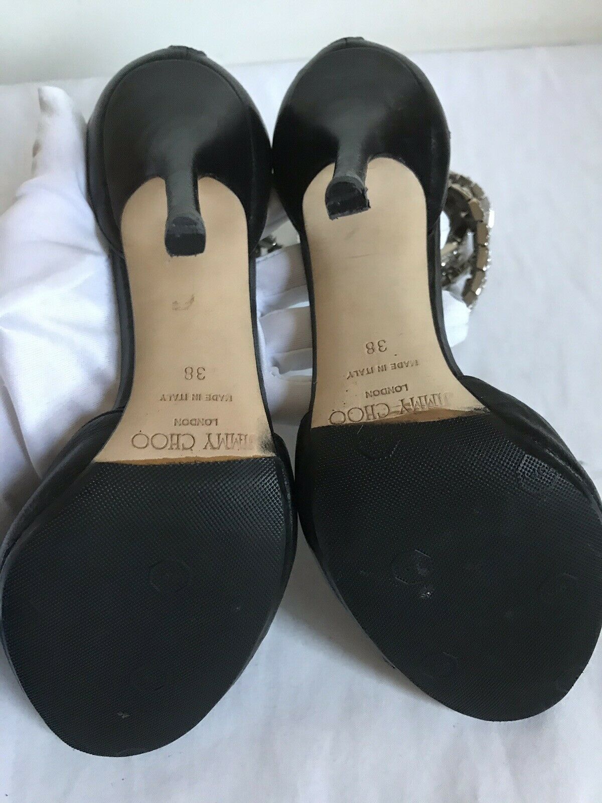 $1,200 JIMMY CHOO Triple Jewel Strap High Heels Sz 38