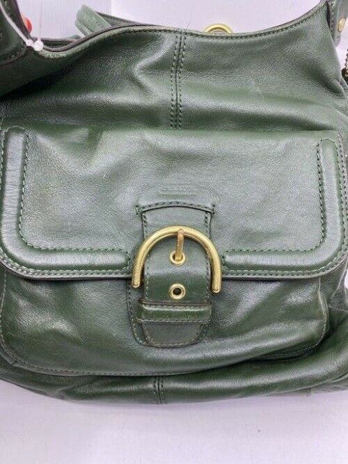 coach vintage dark green leather shoulder bag