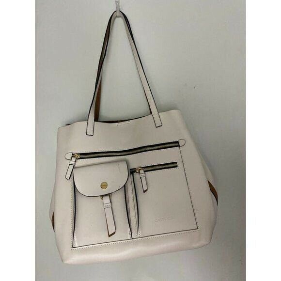 Calvin Klein Cream Leather Shoulder Bag