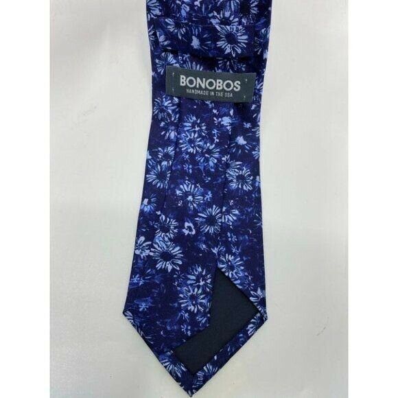 New! BONOBOS Navy White Premium Neck Tie Handmade