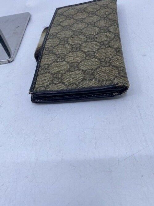 Gucci Brown Long Vintage Gg Web Wallet