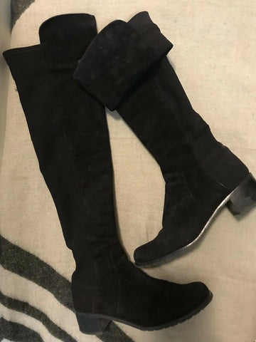 Stuart Weitzman Allserve Black Suede Over The Knee Boots Size 6.5M