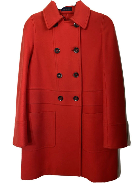 Msrp 2,500 PIAZZA SEMPIONE Red  Coat Size 40 Small
