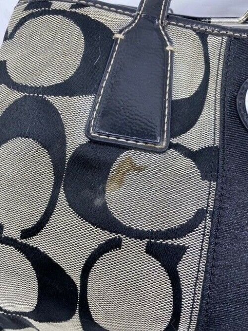 Coach Middle Clasp Black Fabric Shoulder Bag