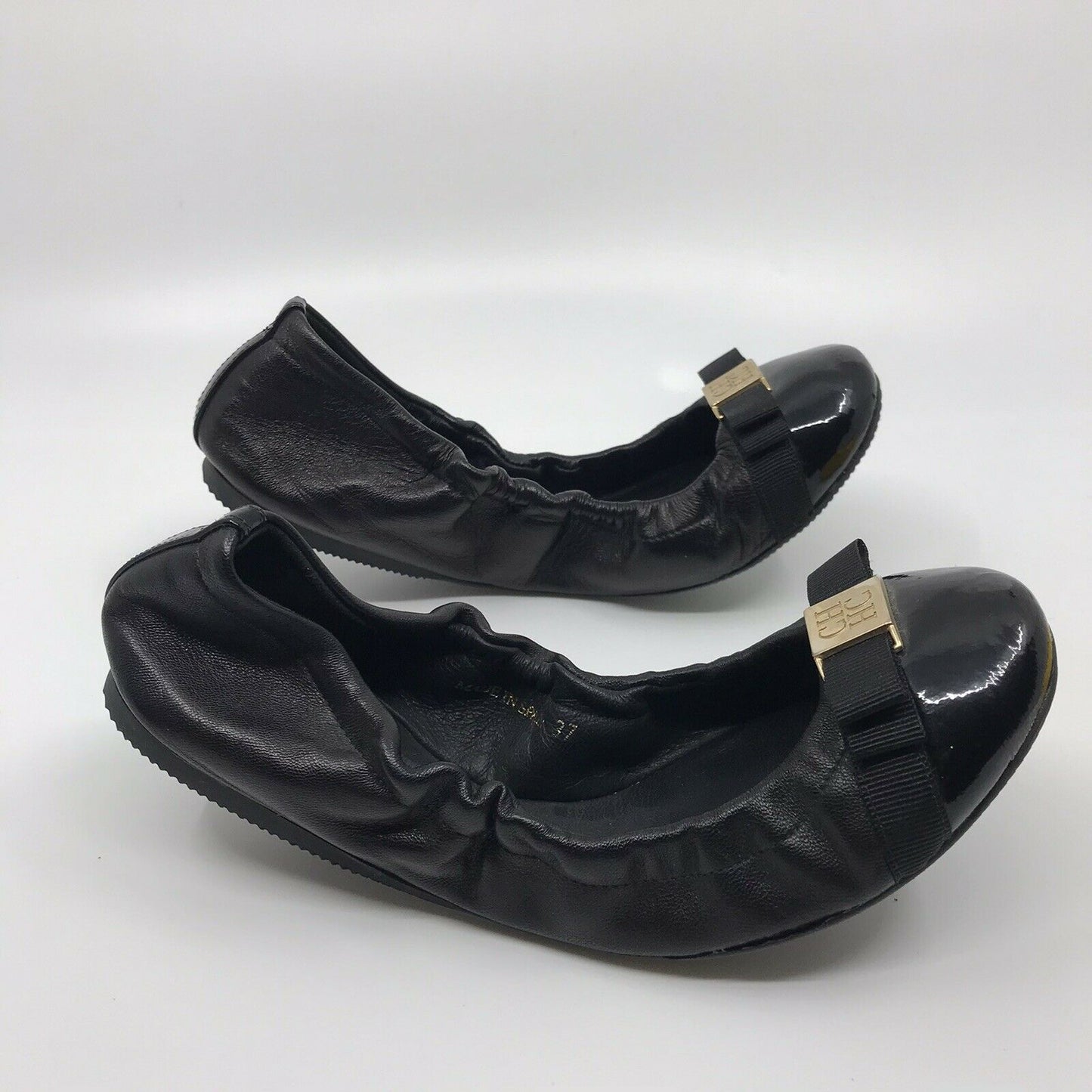 Carolina Herrera Black Ballet Flats w Bow sz 7