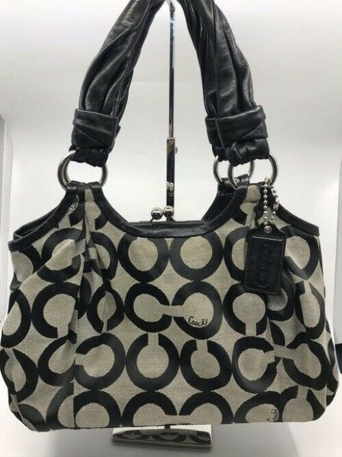 Coach Triple Compartment Style Large Blackgray Fabric Tote