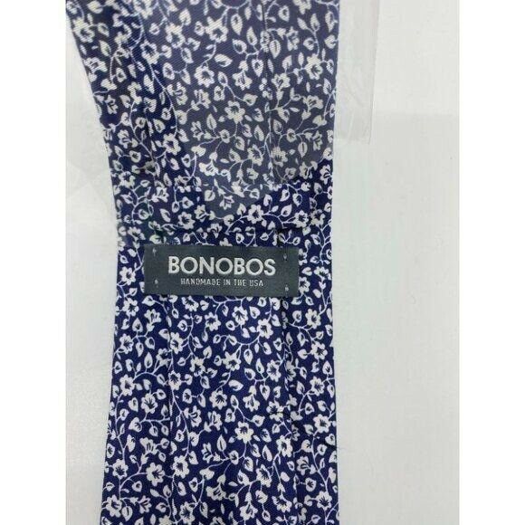 New! BONOBOS Navy White Creeper Premium Neck Tie