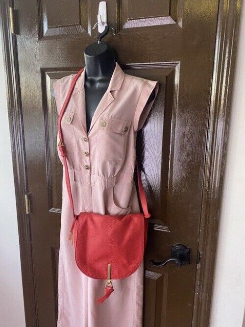 Vera Bradley Carson Saddle Red Leather Cross Body Bag