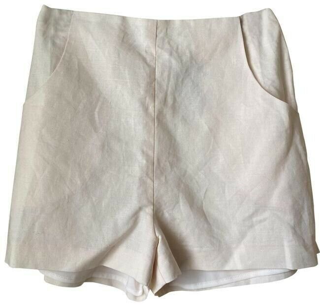 Nicole Miller cream new linen small shorts