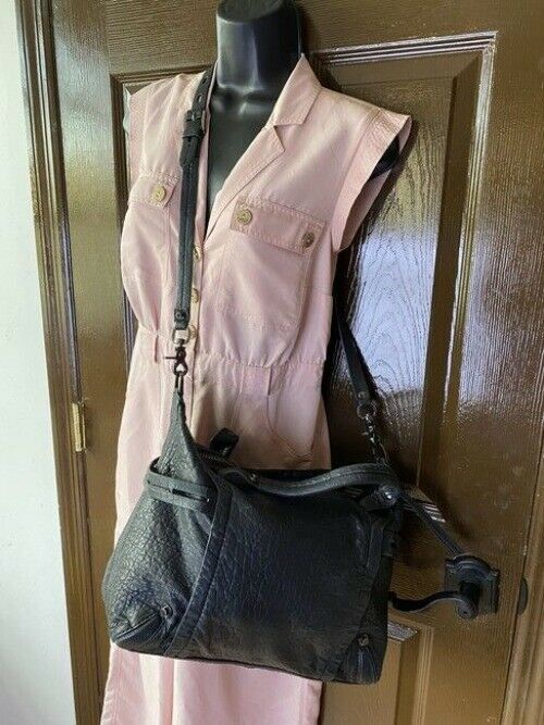Botkier Large Convertible City Black Pebbled Leather Cross Body Bag