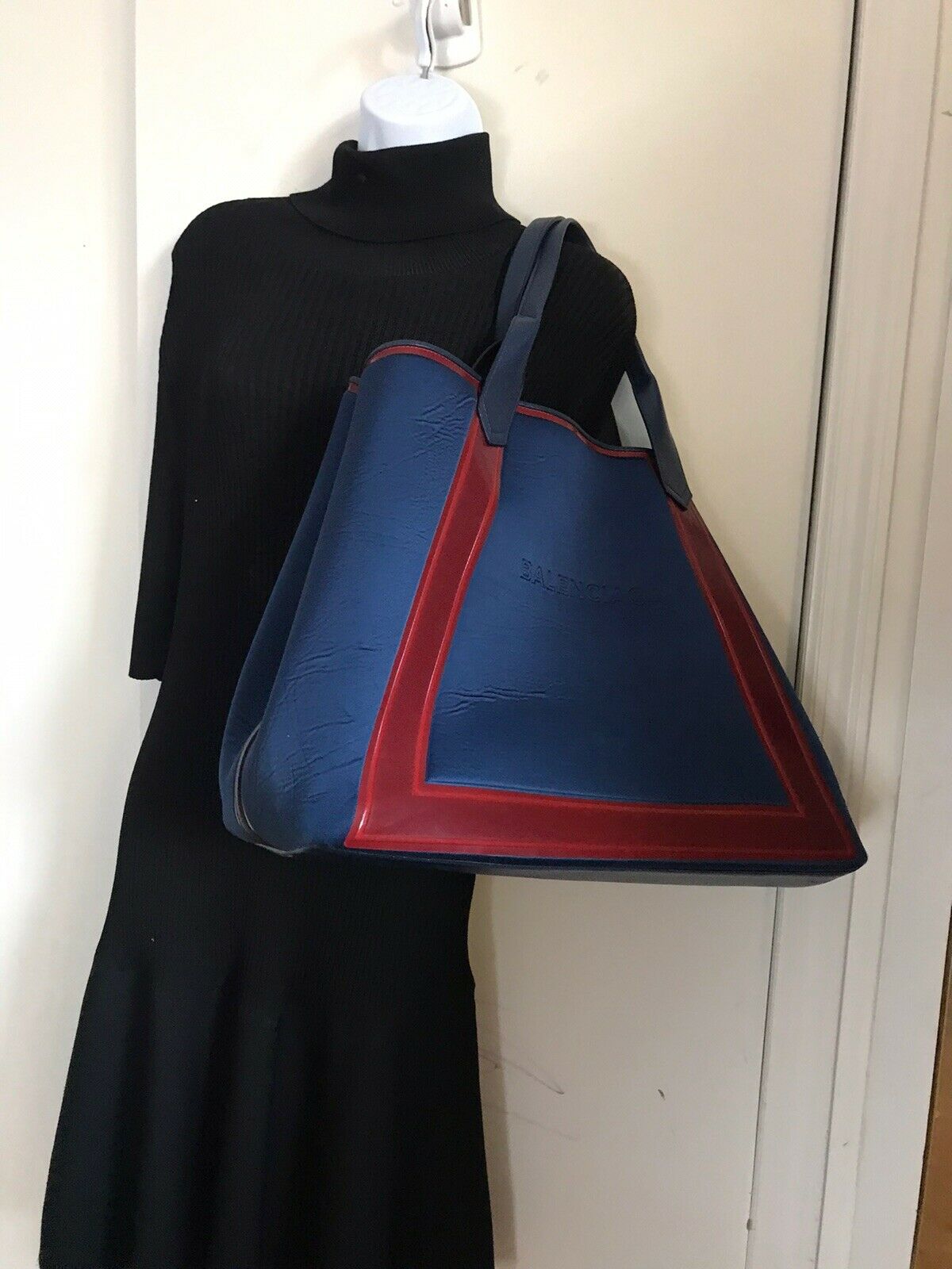 BALENCIAGA XL Navy Scuba Tote