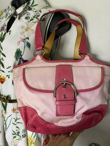 coach medium material pink fabric shoulder bag