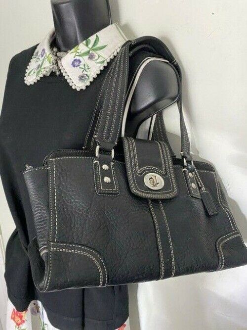 coach black leather shoulder bag