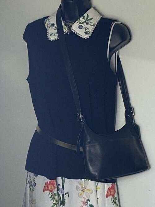 coach vintage small black leather shoulder bag