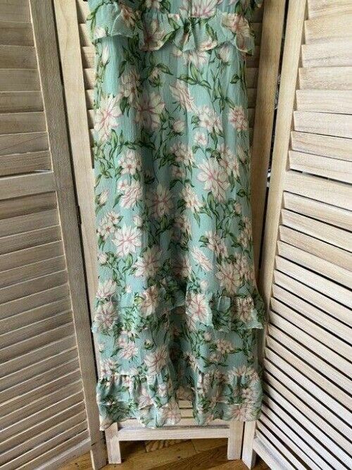 nicole miller green pink floral msrp long casual maxi dress