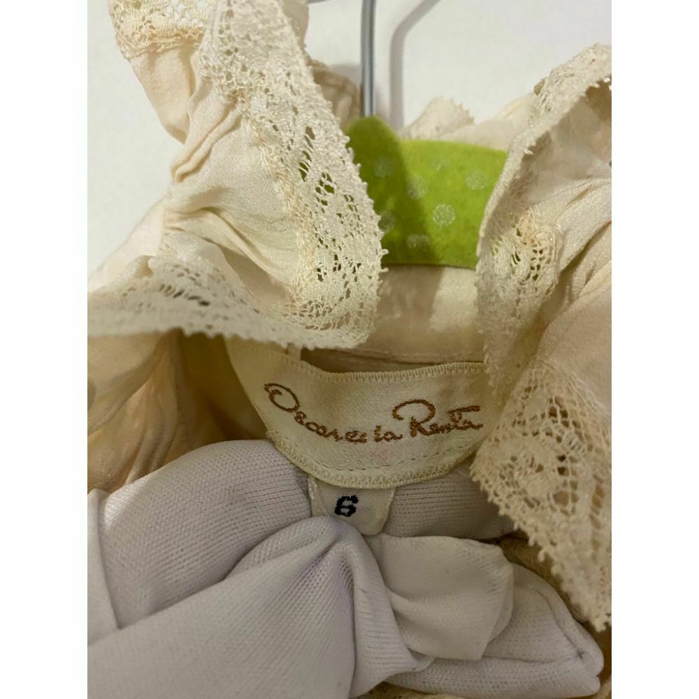 Oscar de la Renta Silk Long Sleeves Top Cream Size 6