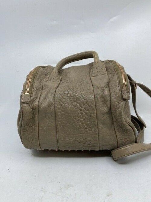 Alexander Wang Pebbled Rockie Latte Rose Gold Hardware Beige Lambskin Leather Cr