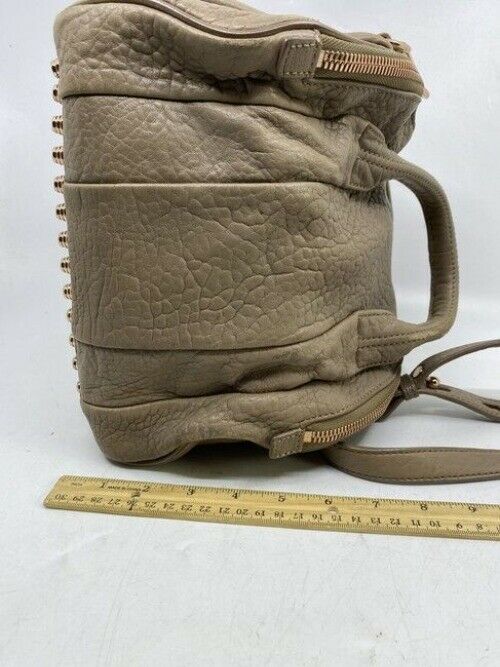 Alexander Wang Pebbled Rockie Latte Rose Gold Hardware Beige Lambskin Leather Cr