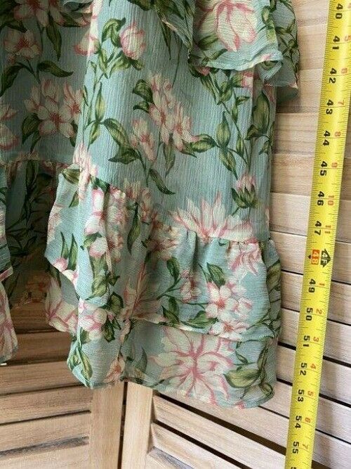 nicole miller green pink floral msrp long casual maxi dress