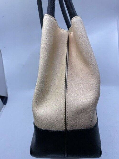 kate spade shopping xl w saffiano w detachable cream black leather tote