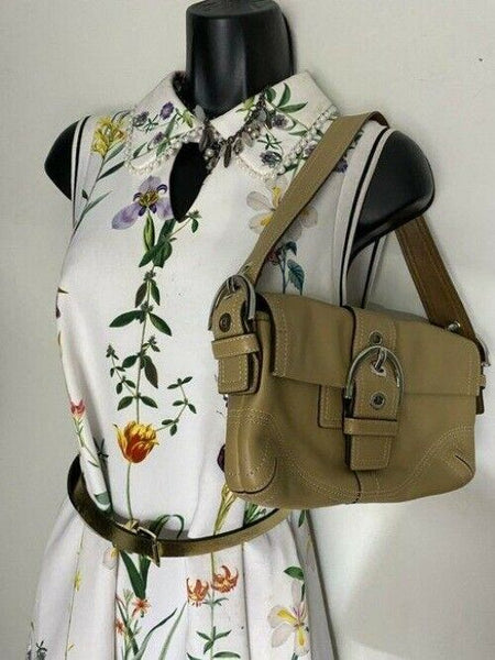 coach mini purse tan leather hobo bag