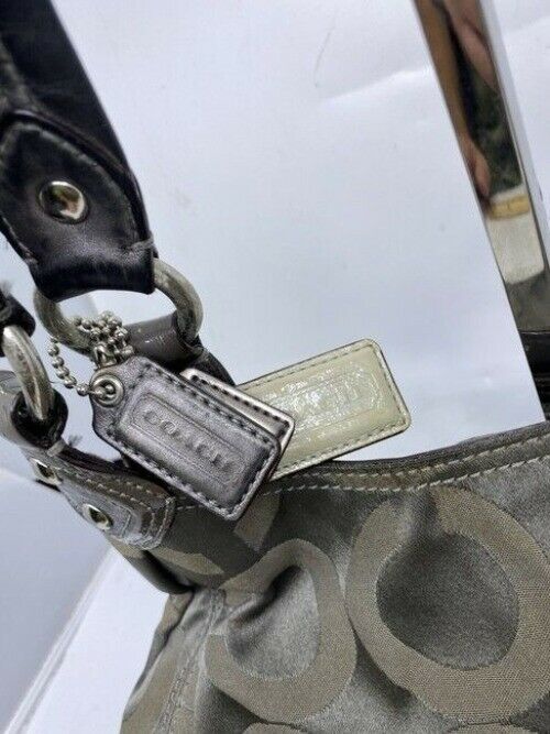 Coach Eddie Triple Compartment Gray Fabric Shoulder Bag