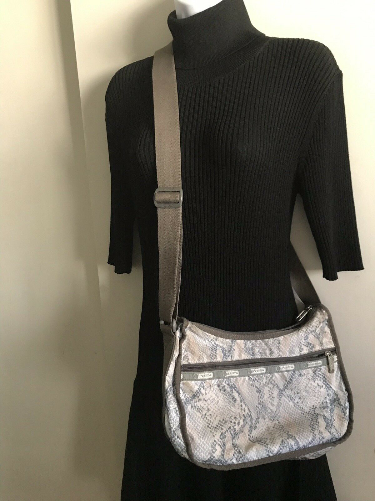 LESPORTSAC Snake Print Nylon Crossbody