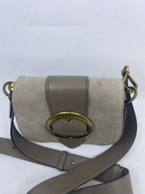 Polo Ralph Lauren Lennox Gray Suede Leather Cross Body Bag